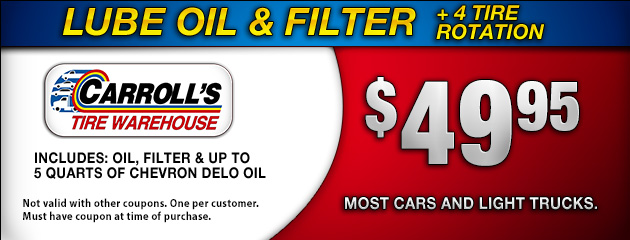 Lube Oil Filter plus 4 Tire Rotation Special